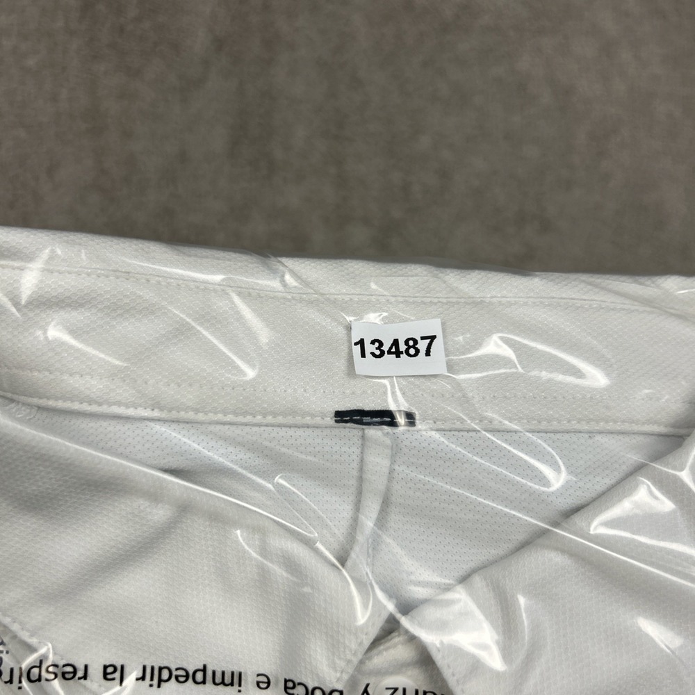 Lululemon Shirt Mens Large White Snap Front Polo Golf Pique Short Sleeve - Picture 7 of 7
